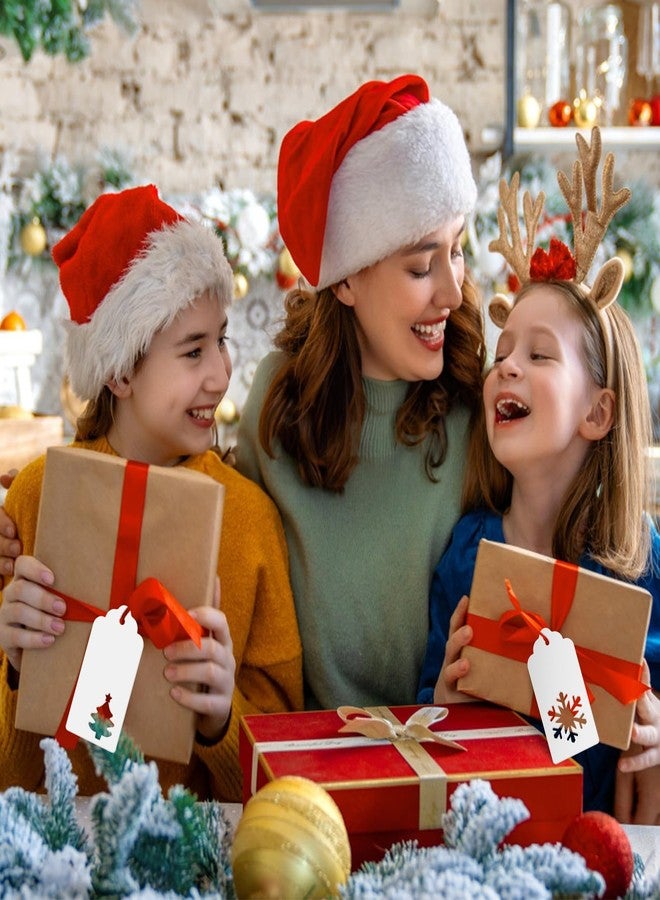 KINGLAKE Tags - 150 Pcs with String, White Xmas Holiday Blank Paper Gift Tags for Presents, Hollow Christmas Tree Snowflake Reindeer Xmas Labels - Image 5